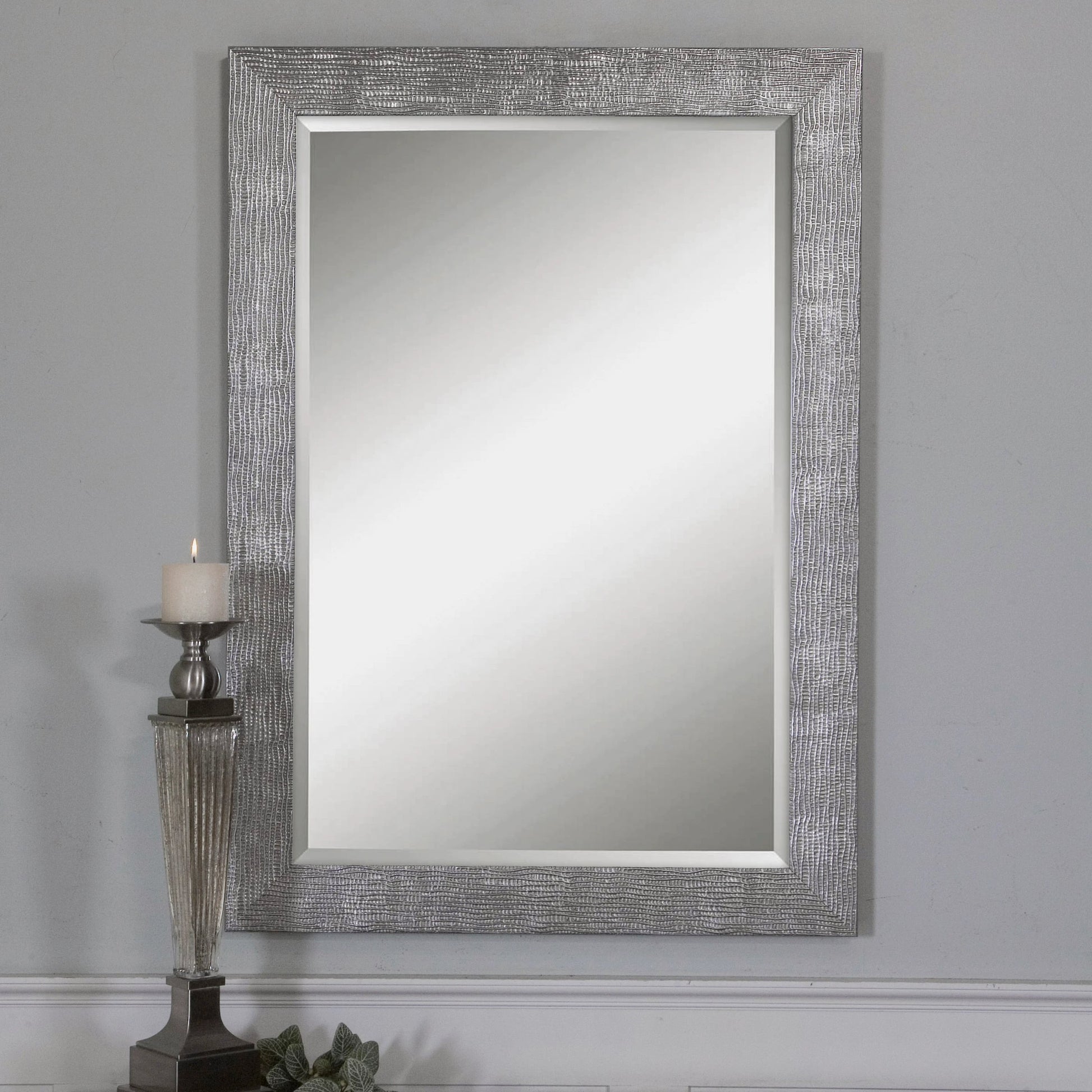 Tarek Mirror by Uttermost in silver. Made from mdf in a modern style.