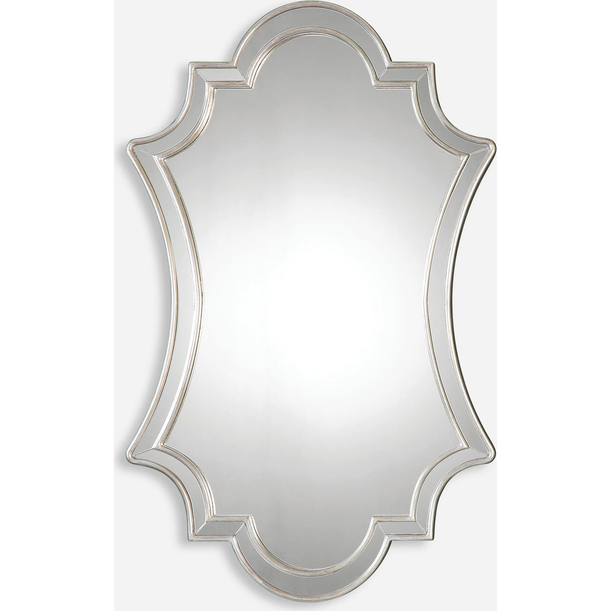 Elara Wall Mirror by Uttermost in silver. Made from pu leather, mdf, glass in a transitional style.