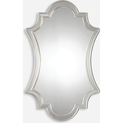 Elara Wall Mirror by Uttermost in silver. Made from pu leather, mdf, glass in a transitional style.