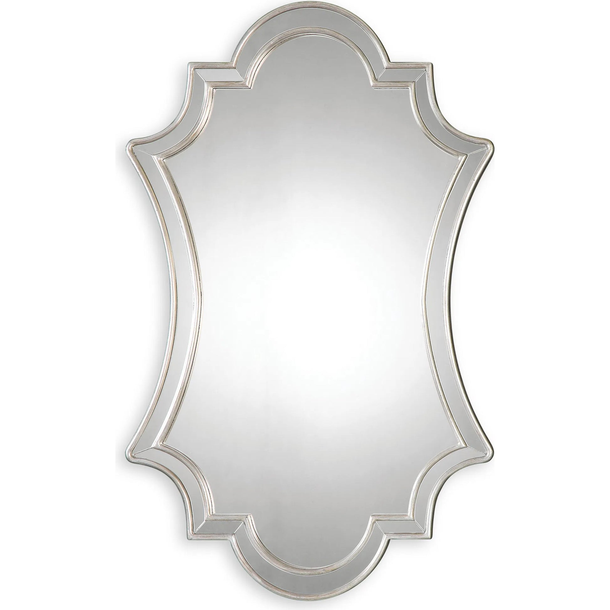 Elara Wall Mirror by Uttermost in silver. Made from pu leather, mdf, glass in a transitional style.