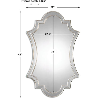 Elara Wall Mirror by Uttermost in silver. Made from pu leather, mdf, glass in a transitional style.