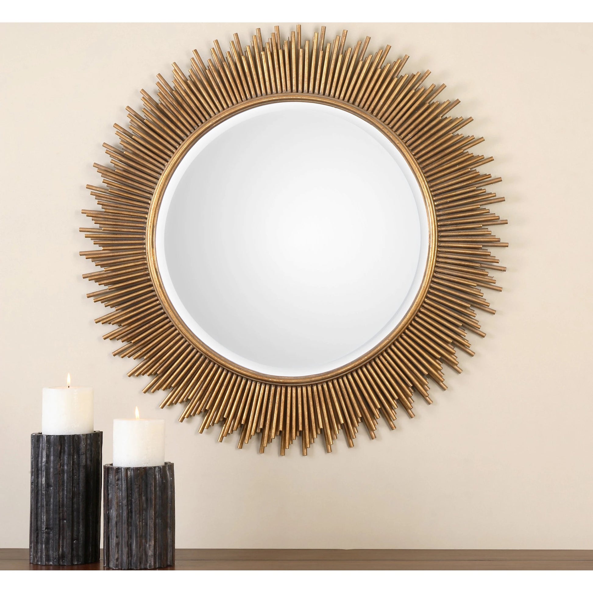 Marlo Mirror by Uttermost in gold. Made from iron, mirror, mdf in a modern style.