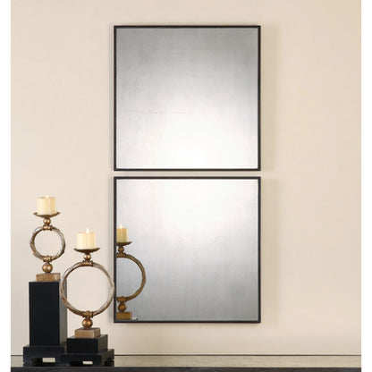 Matty Antiqued Square Mirrors (Set of 2) by Uttermost. Made from mdf in a modern style.