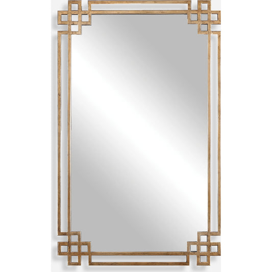 Devoll Mirror by Uttermost in gold. Made from metal in a traditional style.