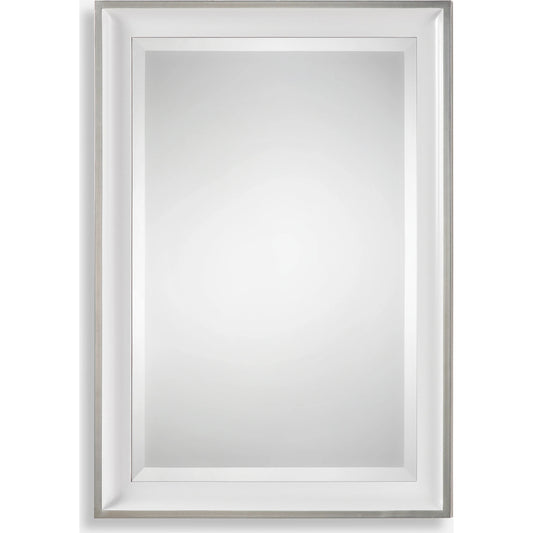 Lahvahn White Silver Mirror by Uttermost in silver. Made from fir in a modern style.