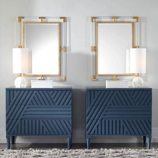 Balkan Wall Mirror by Uttermost in gold. Made from mirror, acrylic, metal, mdf in a modern style.