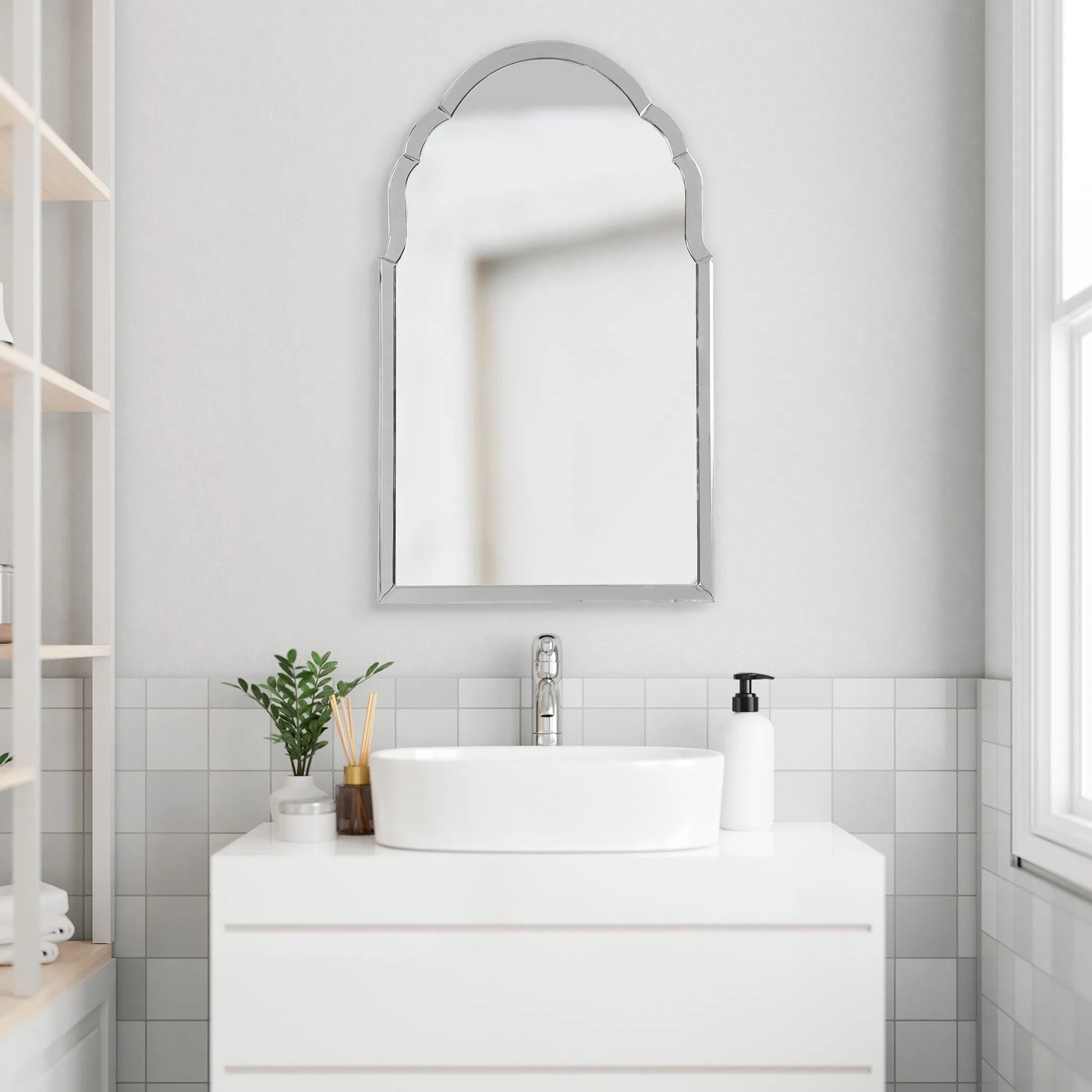 Brayden Frameless Arched Mirror by Uttermost. Made from mirror, mdf in a transitional style.