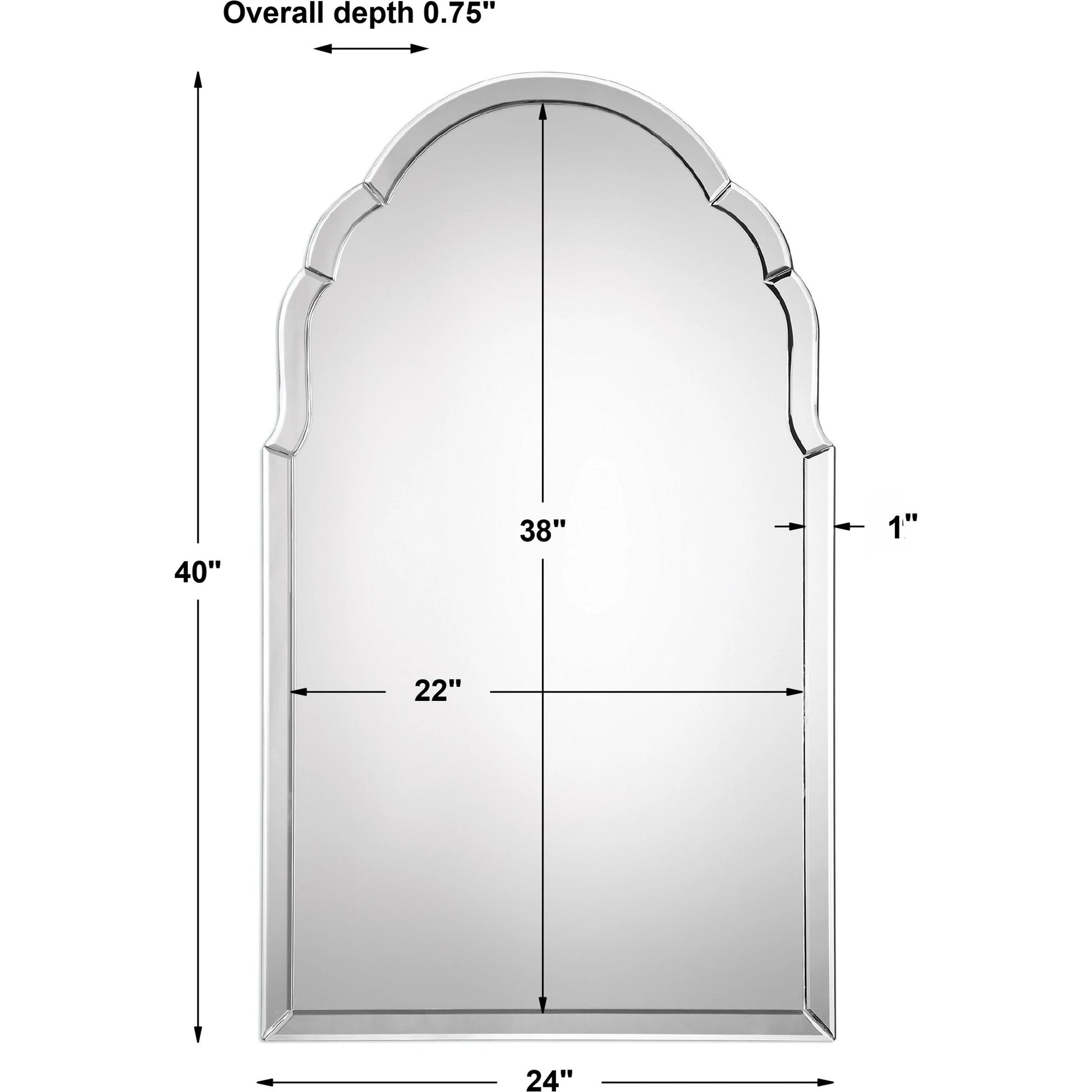 Brayden Frameless Arched Mirror by Uttermost. Made from mirror, mdf in a transitional style.