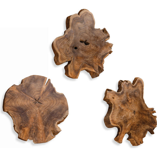 Kalani Teak Wall Art (Set of 3) by Uttermost in multi and teak. Made from teak wood with iron metal in a rustic style.