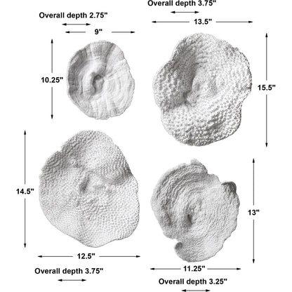 Sea Coral Wall Art (Set of 4) by Uttermost in multi. Made from polyresin in a coastal style.