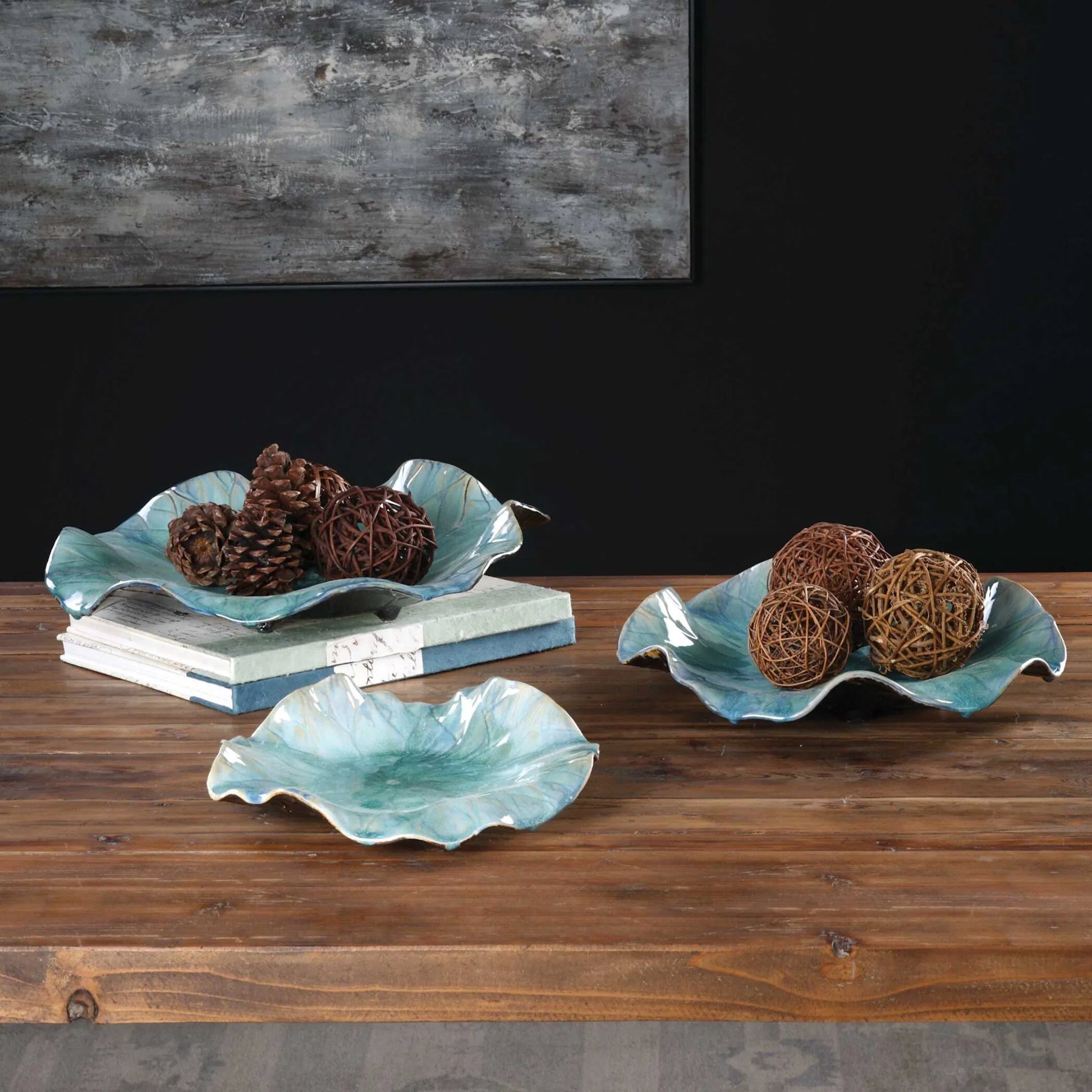 Abella Ceramic Flowers (Set of 3) by Uttermost. Made from ceramic in a modern style.