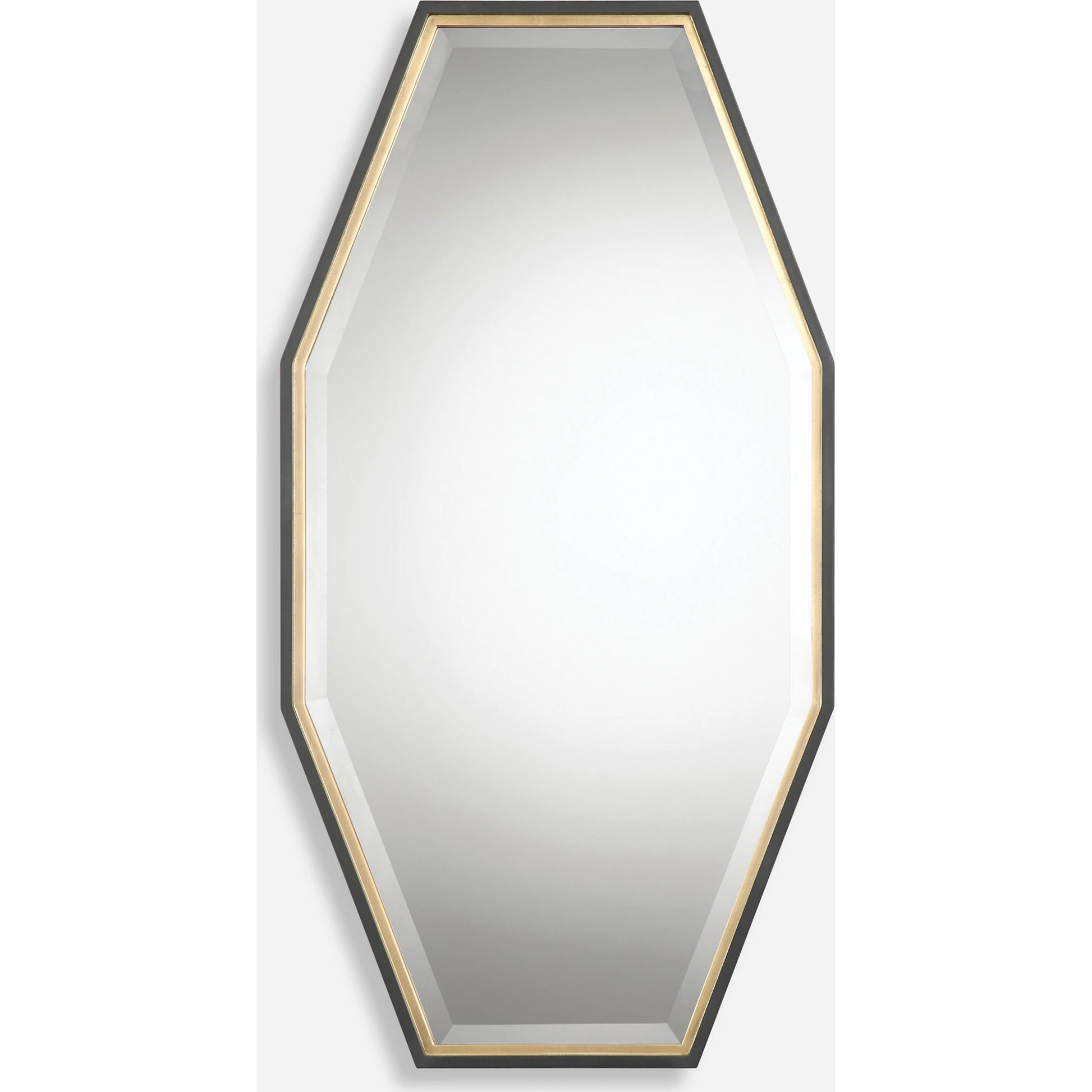 Savion Gold Octagon Mirror by Uttermost in gold. Made from pine, mdf, glass in a modern style.