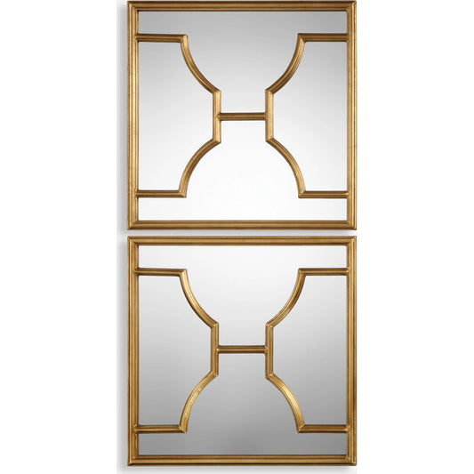 Misa Mirrors by Uttermost in gold. Made from iron, mdf, mirror in a transitional style.