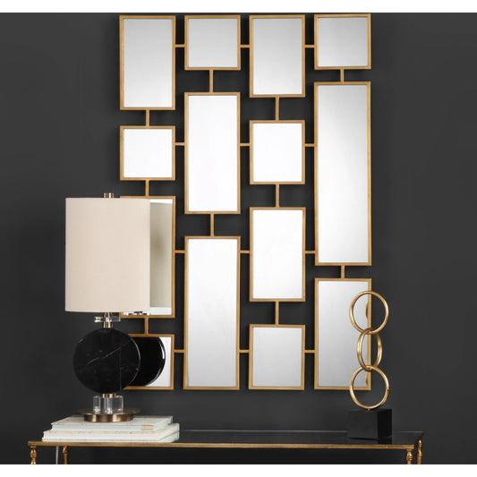 Kennon Mirror by Uttermost in gold. Made from iron, mdf, mirror in a modern style.