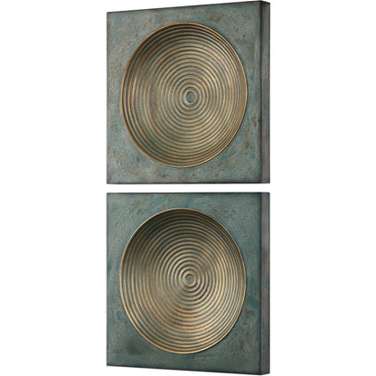 Sybil Squares (Set of 2) by Uttermost in gold. Made from iron in a modern style.