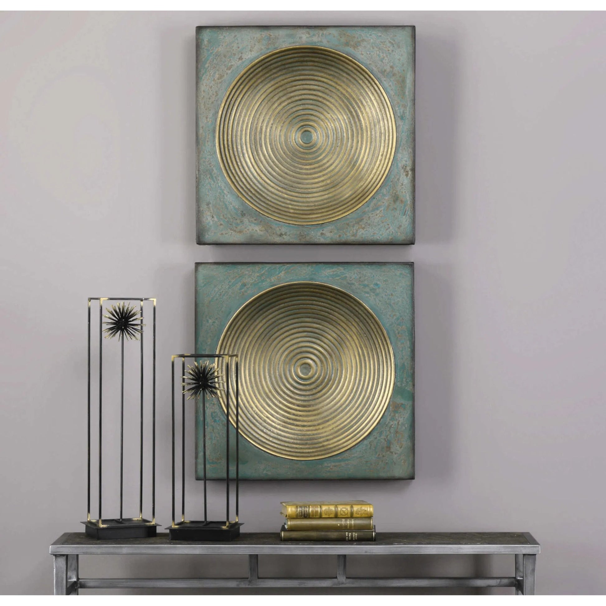 Sybil Squares (Set of 2) by Uttermost in gold. Made from iron in a modern style.