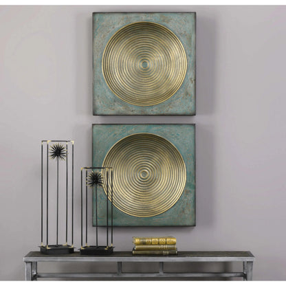 Sybil Squares (Set of 2) by Uttermost in gold. Made from iron in a modern style.