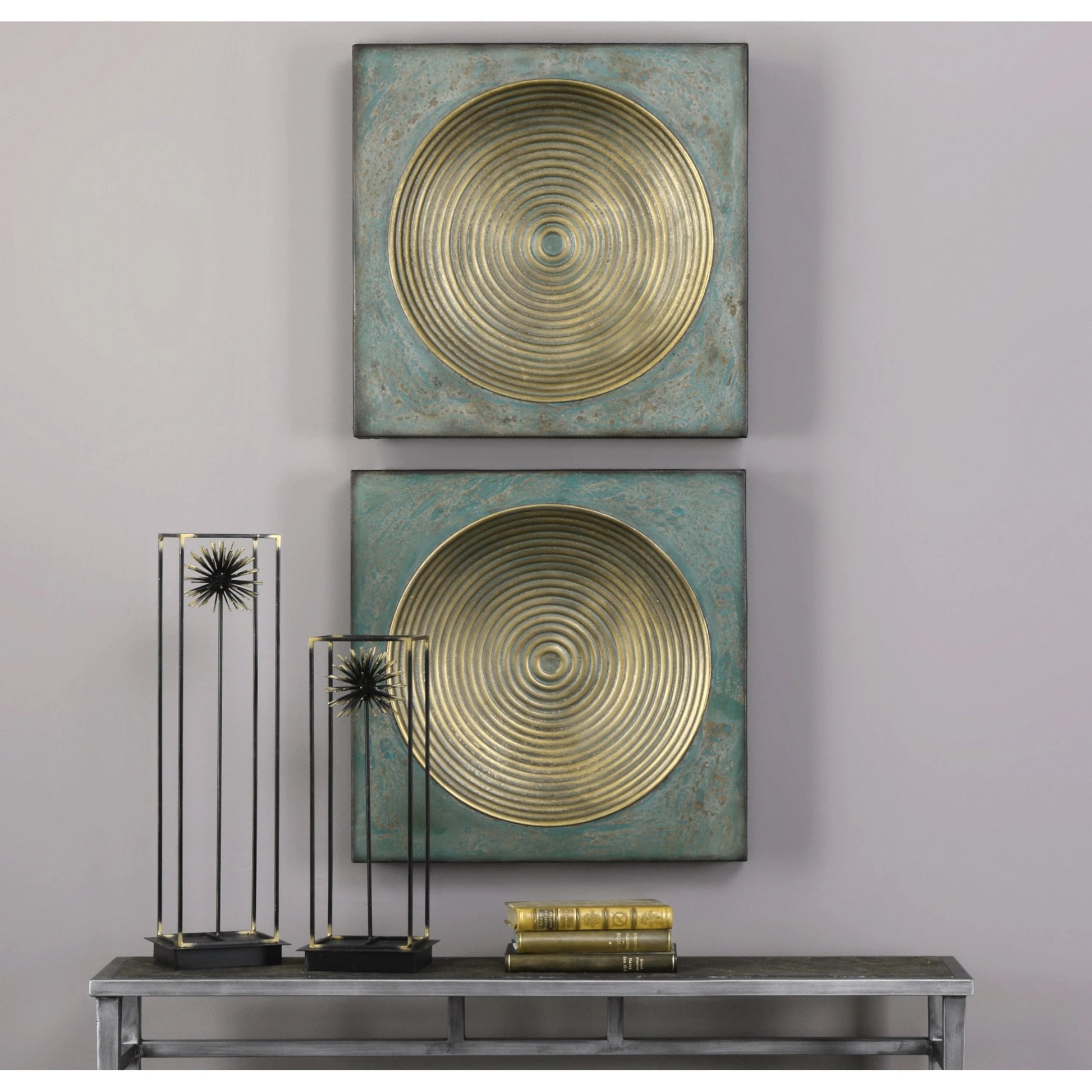 Sybil Squares (Set of 2) by Uttermost in gold. Made from iron in a modern style.