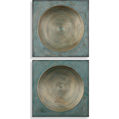 Sybil Squares (Set of 2) by Uttermost in gold. Made from iron in a modern style.
