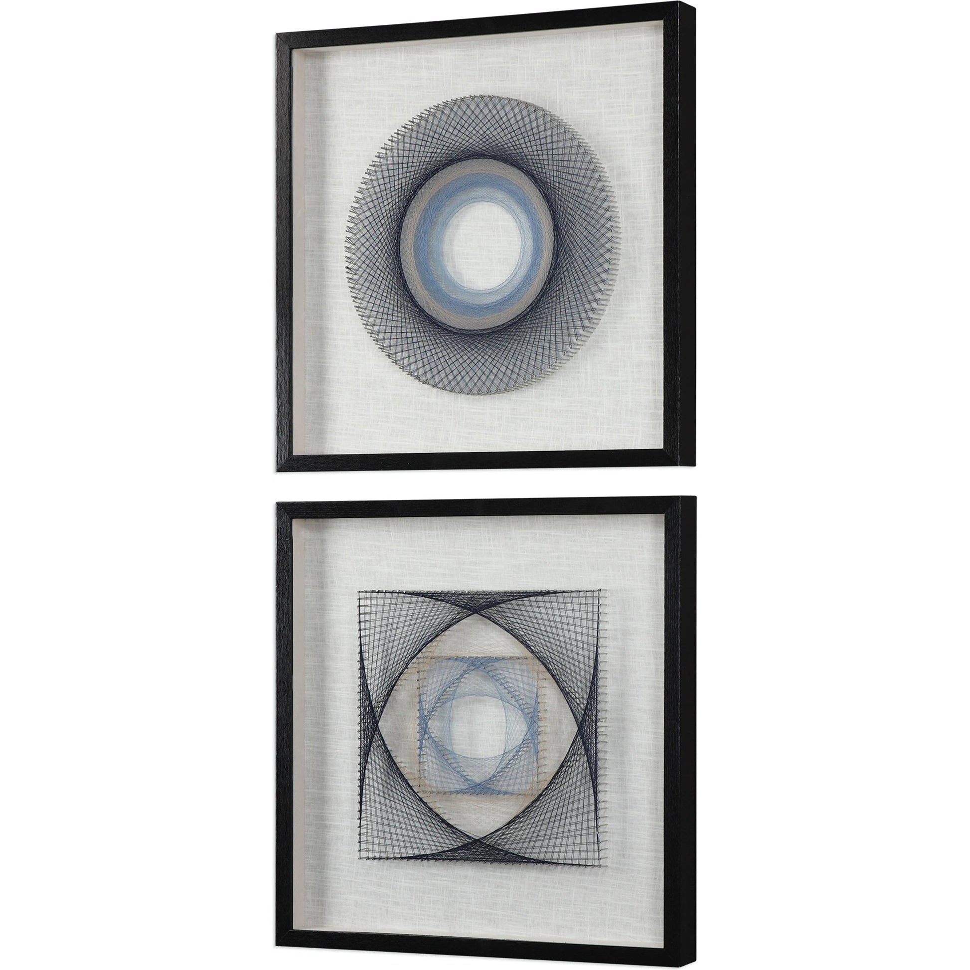 String Duet Geometric Art (Set of 2) by Uttermost in multi. Made from thread, pine, glass, fabric in a modern style.