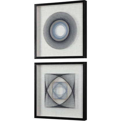 String Duet Geometric Art (Set of 2) by Uttermost in multi. Made from thread, pine, glass, fabric in a modern style.