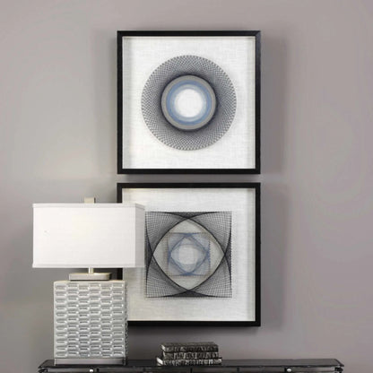 String Duet Geometric Art (Set of 2) by Uttermost in multi. Made from thread, pine, glass, fabric in a modern style.