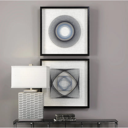 String Duet Geometric Art (Set of 2) by Uttermost in multi. Made from thread, pine, glass, fabric in a modern style.