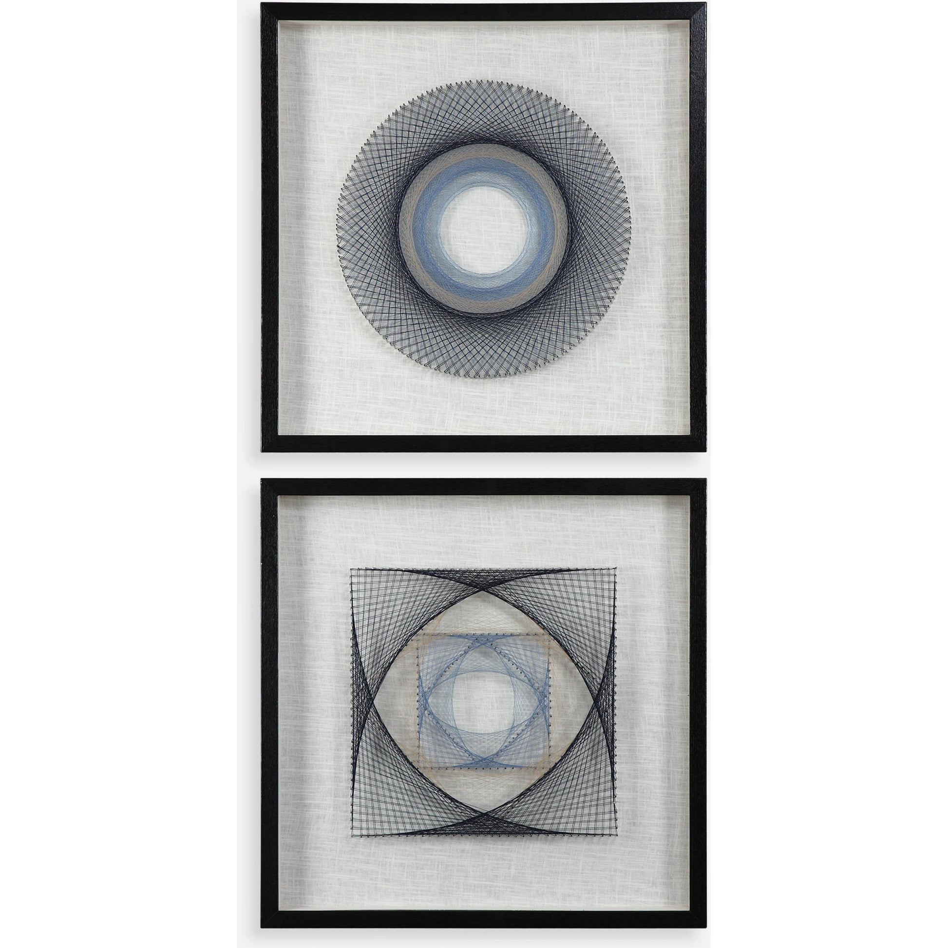 String Duet Geometric Art (Set of 2) by Uttermost in multi. Made from thread, pine, glass, fabric in a modern style.