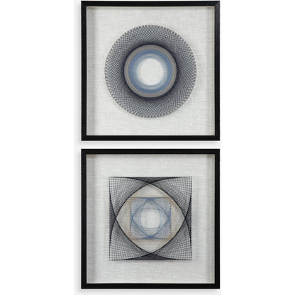 String Duet Geometric Art (Set of 2) by Uttermost in multi. Made from thread, pine, glass, fabric in a modern style.