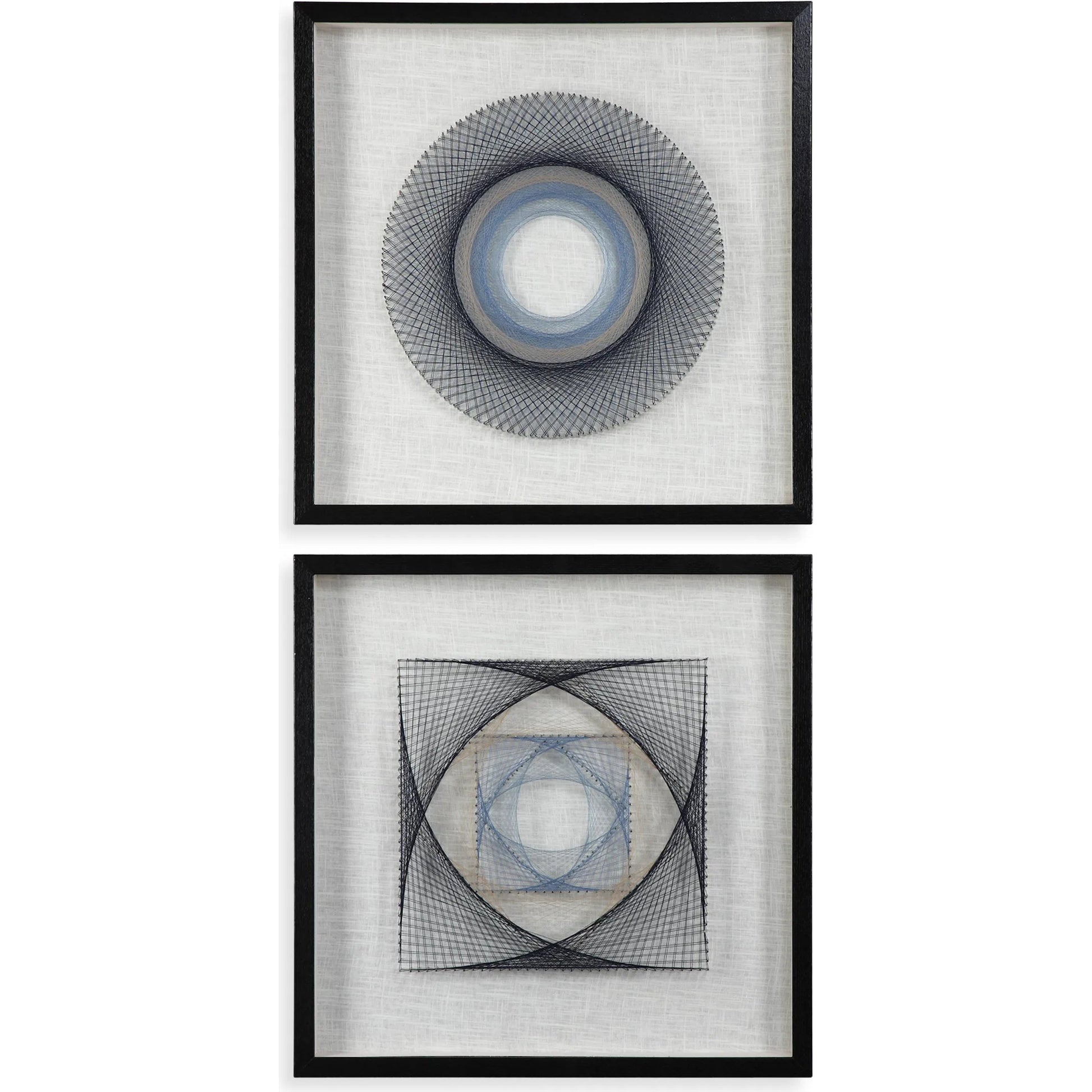 String Duet Geometric Art (Set of 2) by Uttermost in multi. Made from thread, pine, glass, fabric in a modern style.