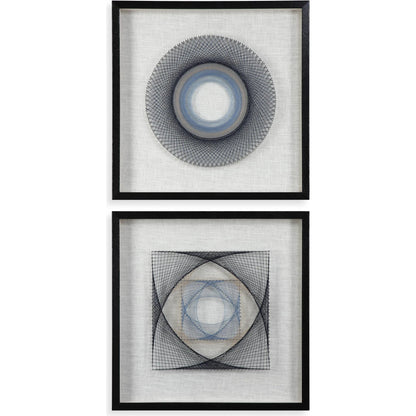 String Duet Geometric Art (Set of 2) by Uttermost in multi. Made from thread, pine, glass, fabric in a modern style.