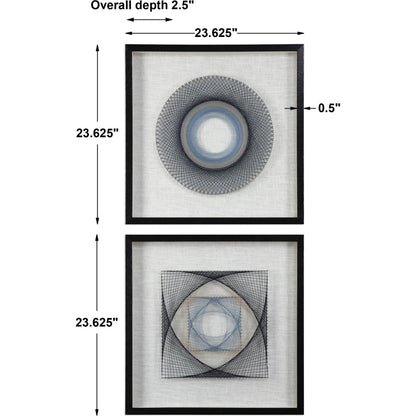 String Duet Geometric Art (Set of 2) by Uttermost in multi. Made from thread, pine, glass, fabric in a modern style.