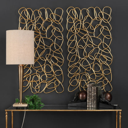 In the Loop Gold Wall Art (Set of 2) by Uttermost in multi and gold. Made from iron in a modern style.