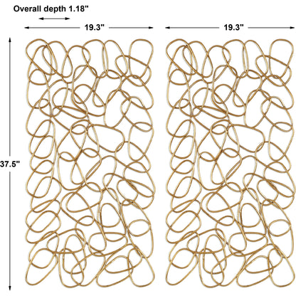 In the Loop Gold Wall Art (Set of 2) by Uttermost in multi and gold. Made from iron in a modern style.