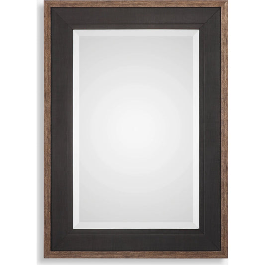 Staveley Mirror by Uttermost in black. Made from pine wood, mirror, mdf in a transitional style.