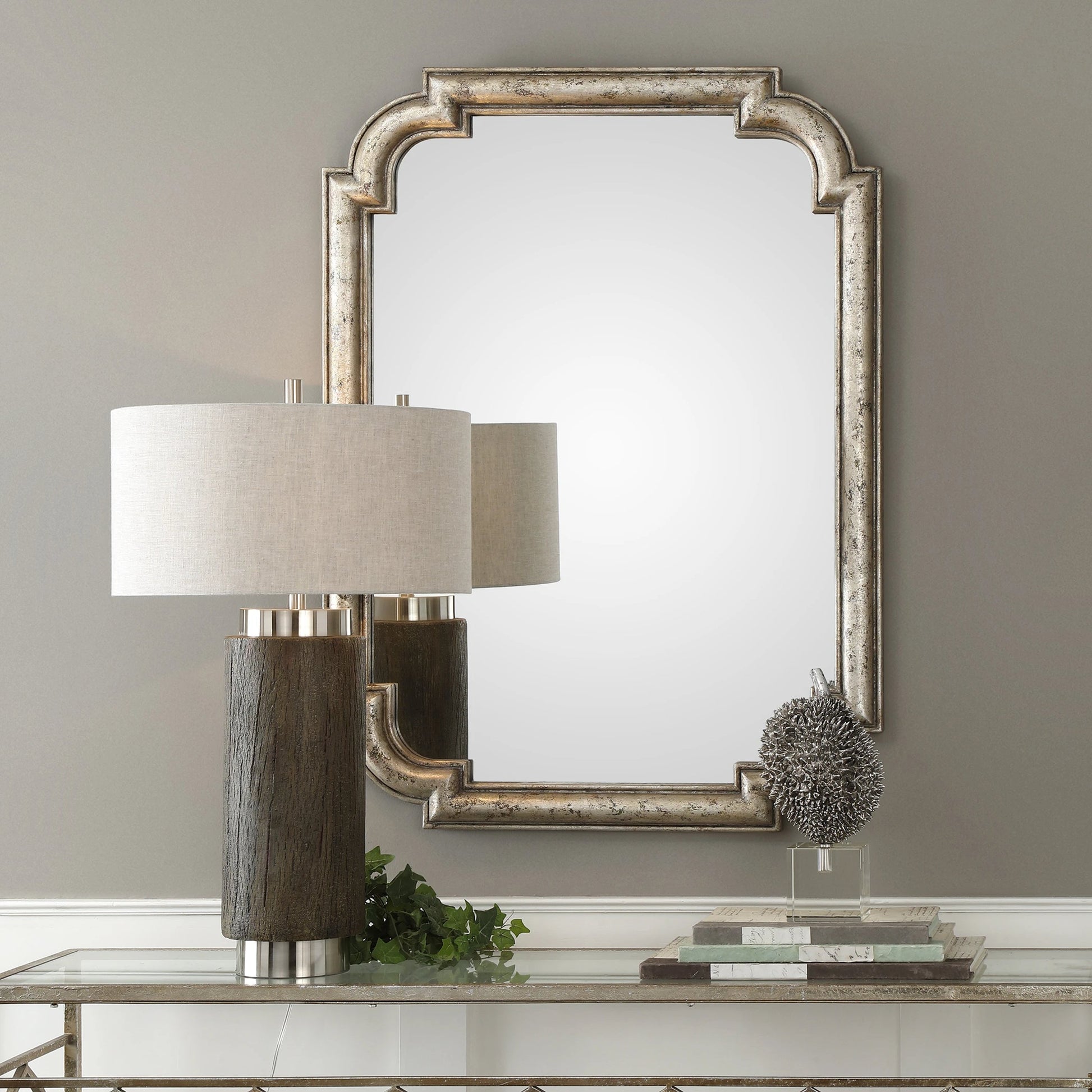 Calanna Mirror by Uttermost in silver. Made from mdf, mirror in a traditional style.