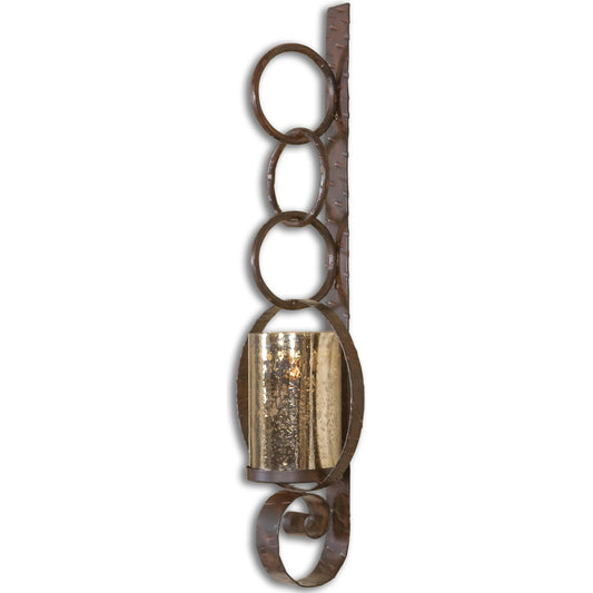 Falconara Metal Wall Sconce by Uttermost in metal. Made from iron, glass in a modern style.