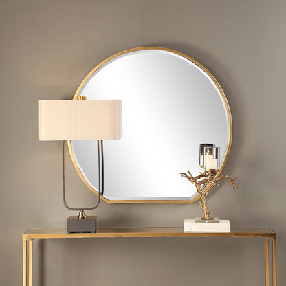 Cabell Mirror by Uttermost in gold. Made from steel, mdf, mirror in a modern style.