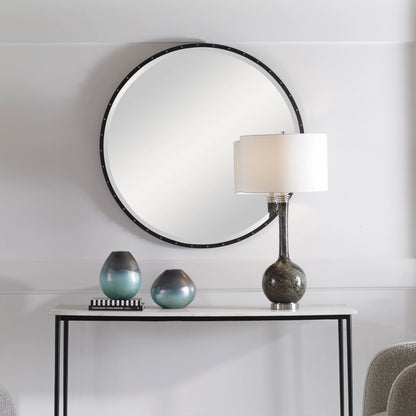 Benedo Round Mirror by Uttermost. Made from metal, mirror in a modern style.