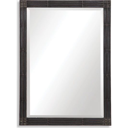 Gower Aged Black Vanity Mirror by Uttermost in black. Made from iron, mdf, mirror in a traditional style.