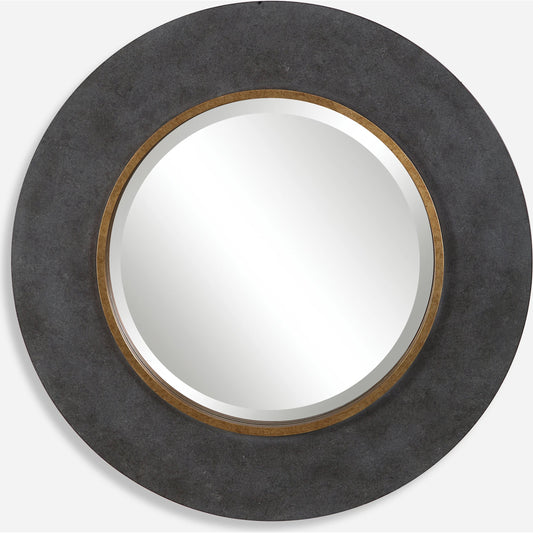 Saul Round Mirror by Uttermost. Made from mdf, mirror, corrugated, kraft paper in a modern style.