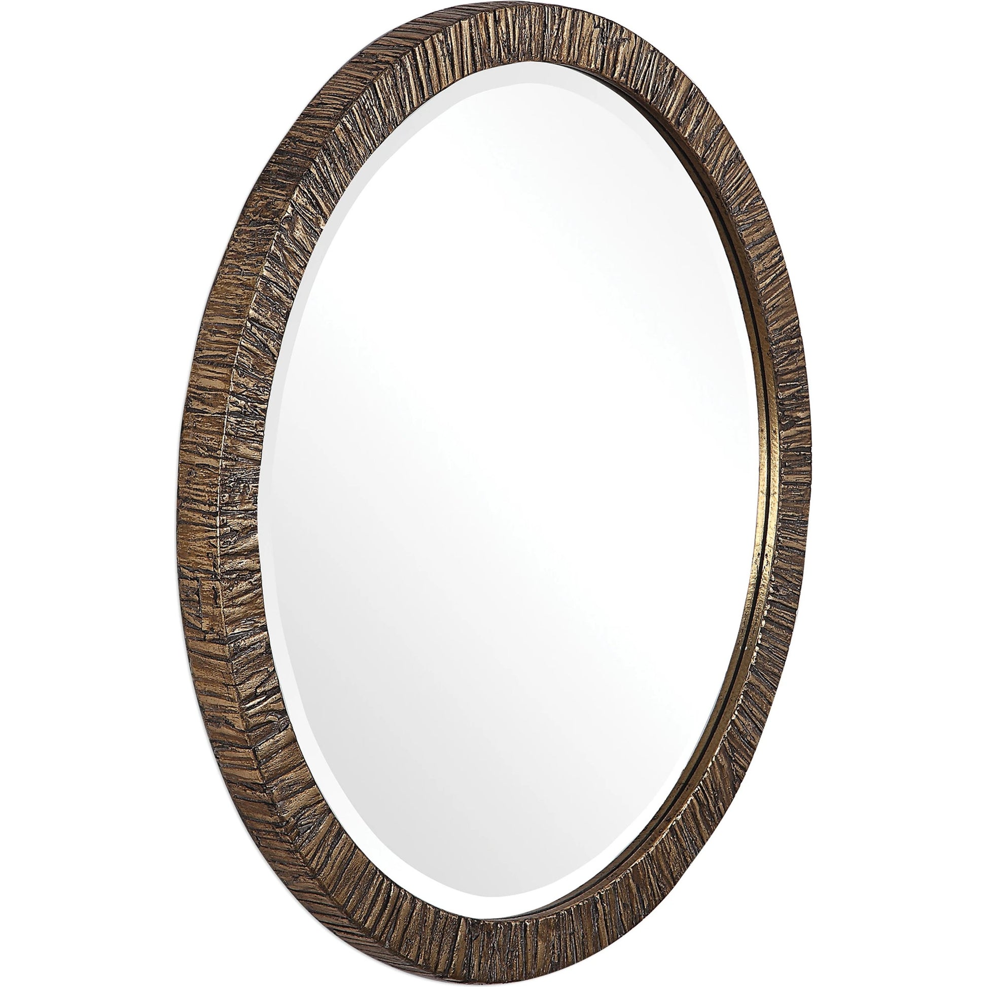 Wayde Mirror by Uttermost in gold. Made from bark, glass, mdf in a eclectic & global style.