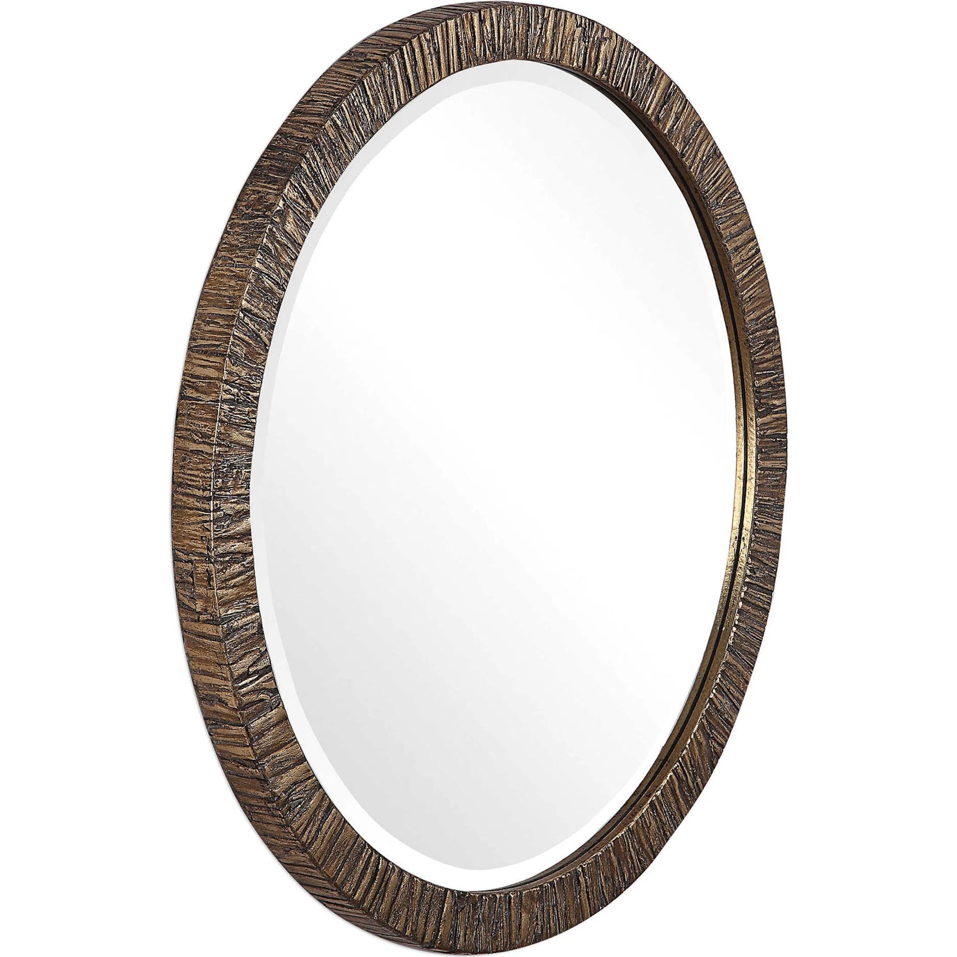 Wayde Mirror by Uttermost in gold. Made from bark, glass, mdf in a eclectic & global style.