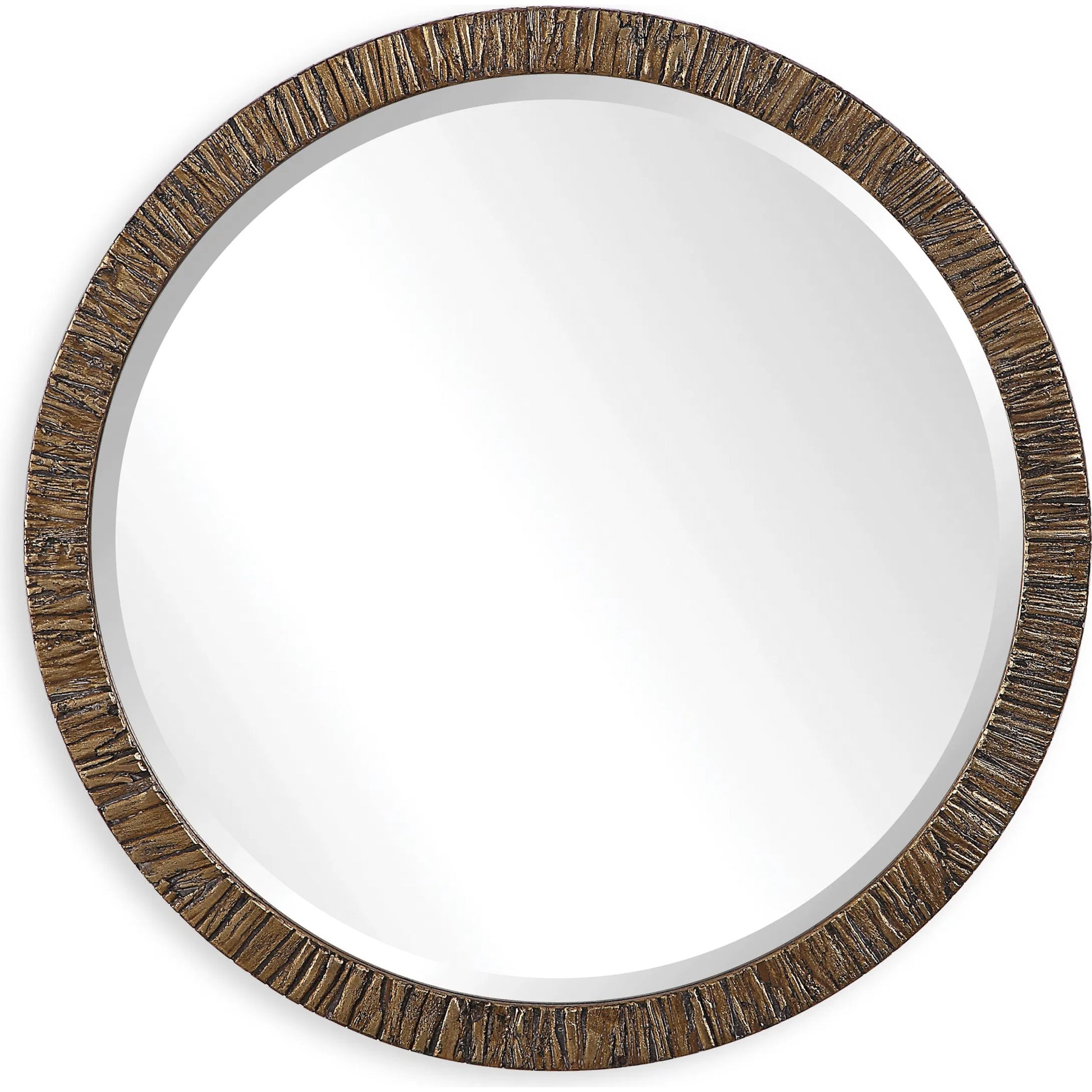 Wayde Mirror by Uttermost in gold. Made from bark, glass, mdf in a eclectic & global style.