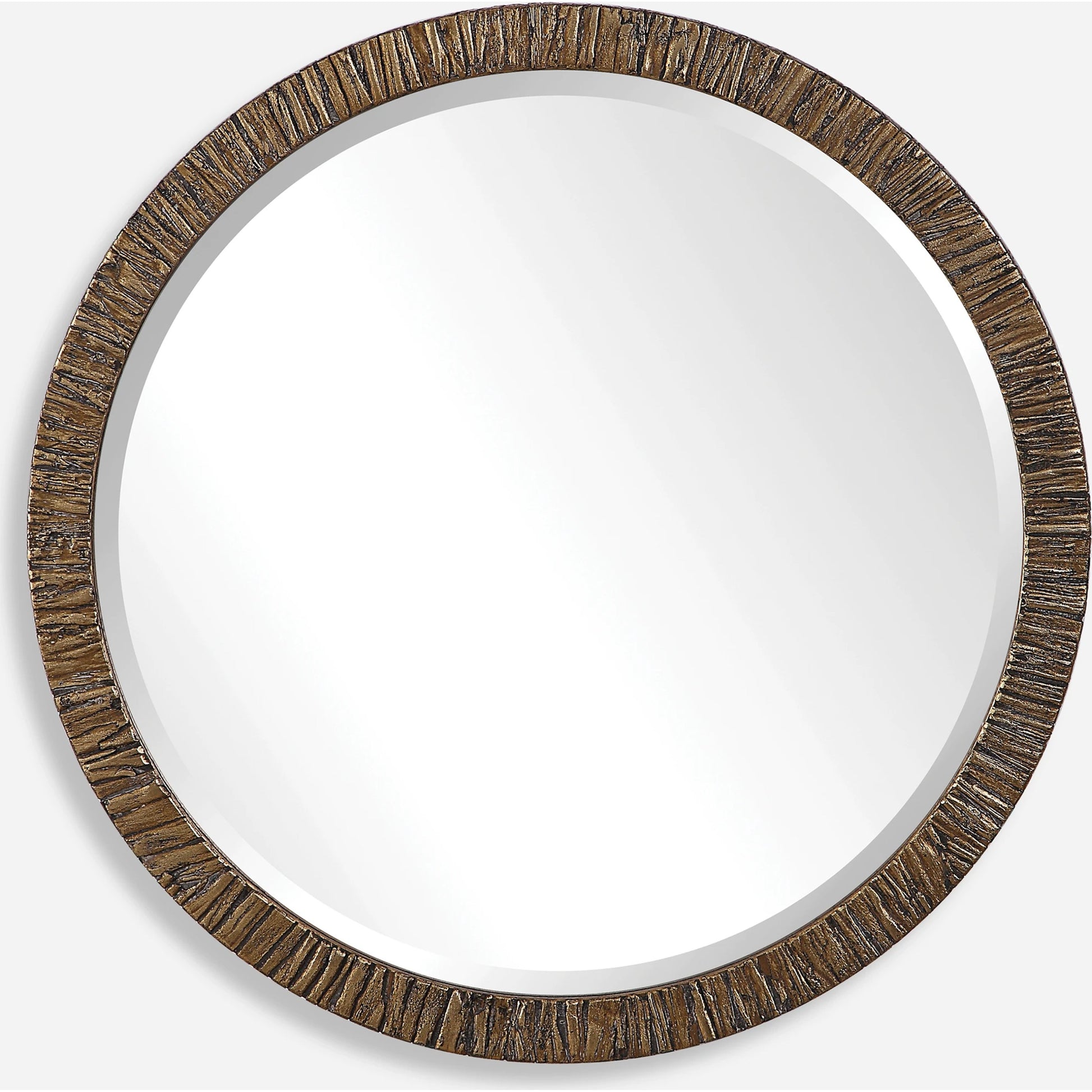Wayde Mirror by Uttermost in gold. Made from bark, glass, mdf in a eclectic & global style.