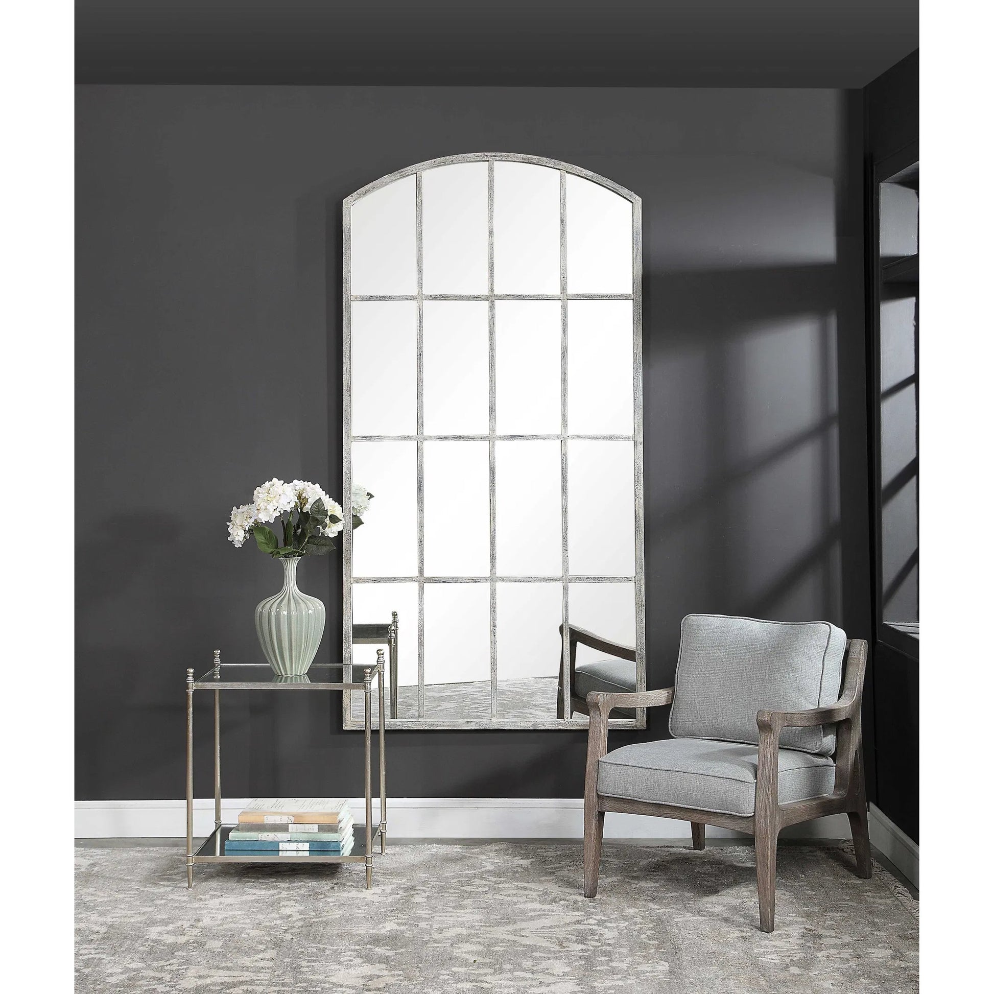 Amiel Ivory Arched Mirror by Uttermost. Made from metal, glass, mdf in a cottage & farmhouse style.