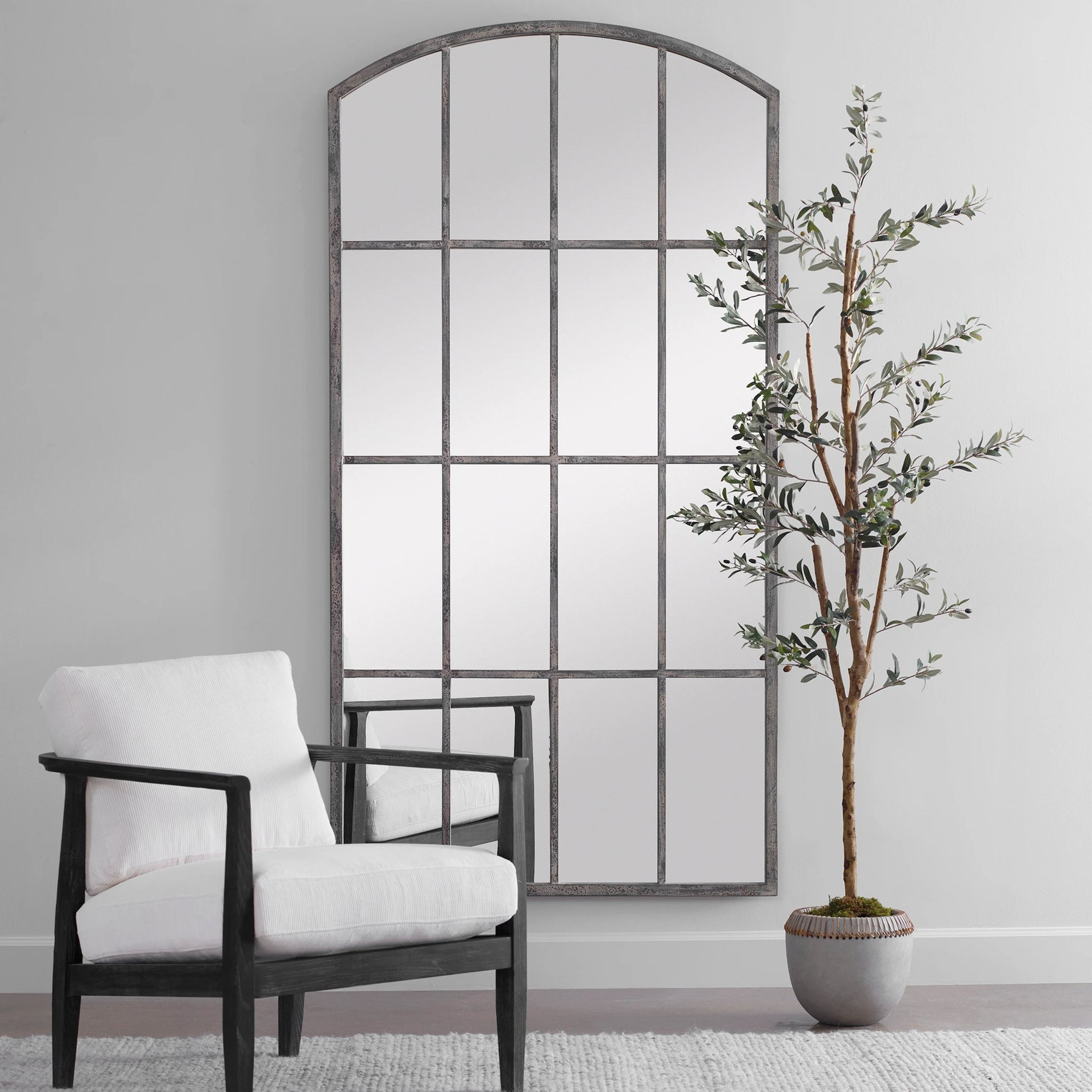 Amiel Ivory Arched Mirror by Uttermost. Made from metal, glass, mdf in a cottage & farmhouse style.
