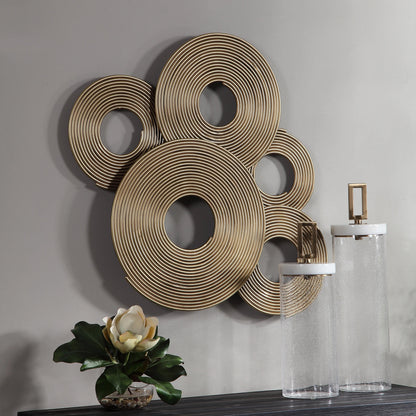 Ahmet Rings Wall Decor by Uttermost in gold. Made from iron in a eclectic & global style.
