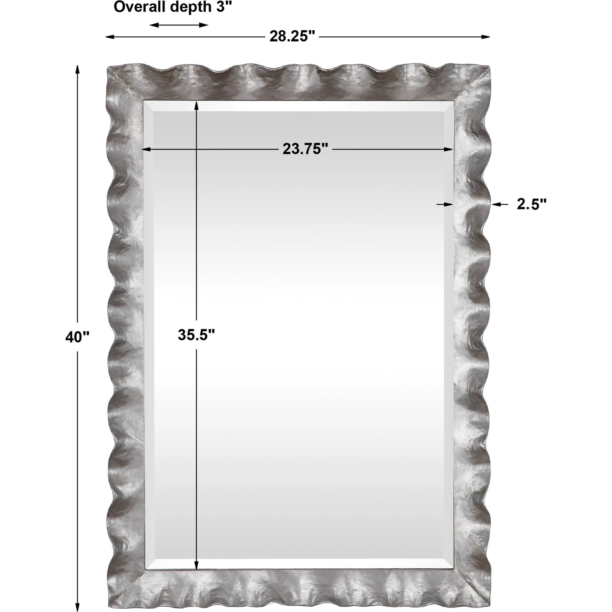 Haya Vanity Mirror by Uttermost in silver. Made from mirror, iron, mdf in a transitional style.