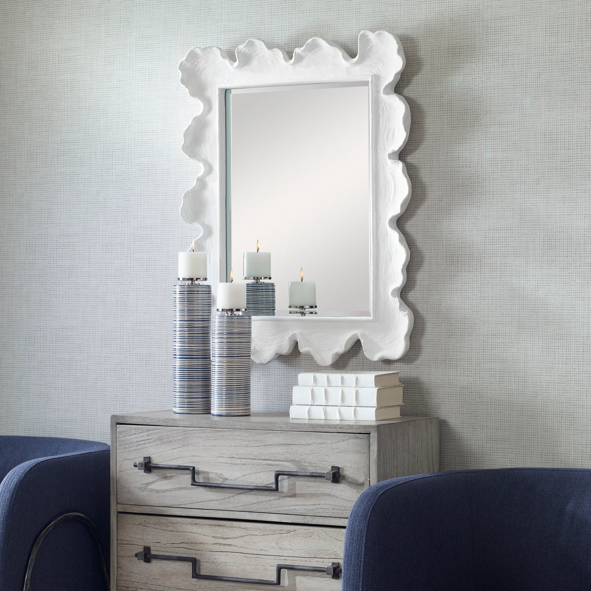 Sea Coral Coastal Mirror by Uttermost. Made from glass, resin in a transitional style.